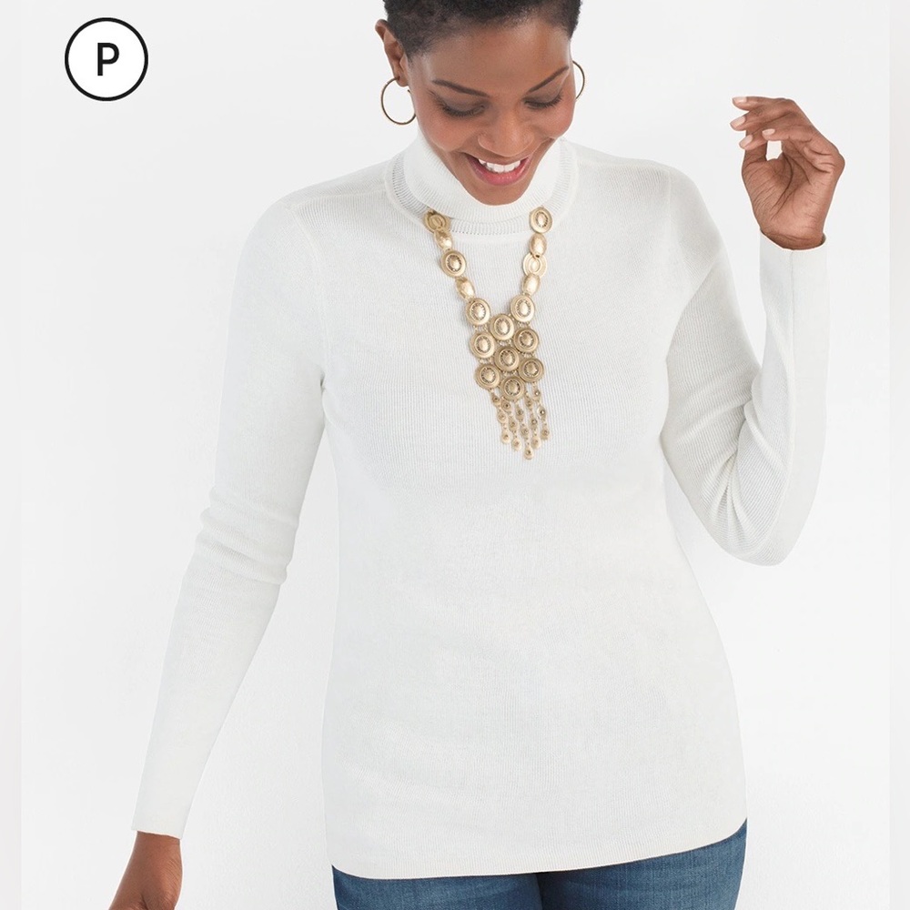 NWT Chico’s Petite Cream Coolmax Turtleneck Sweater